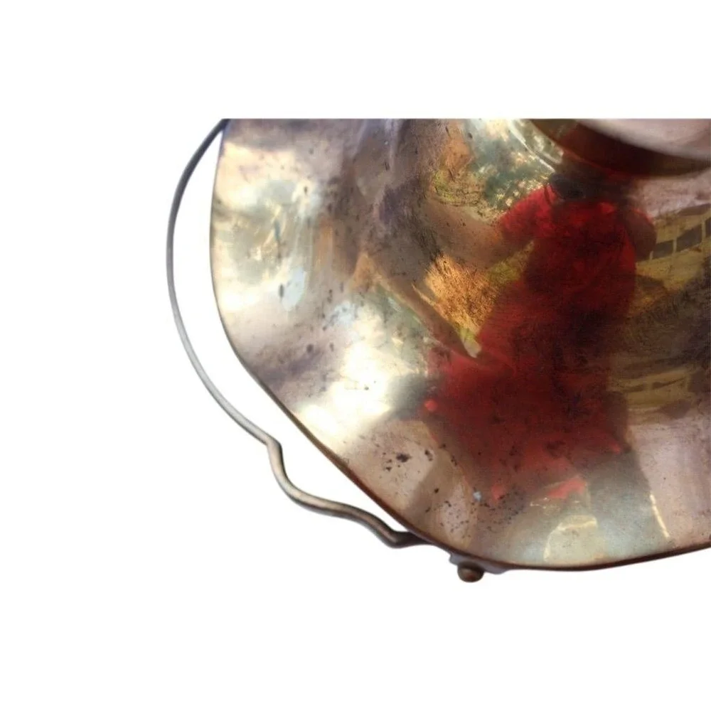 Vintage‎ Brass Basket with Scallop Edge and Moveable Handle